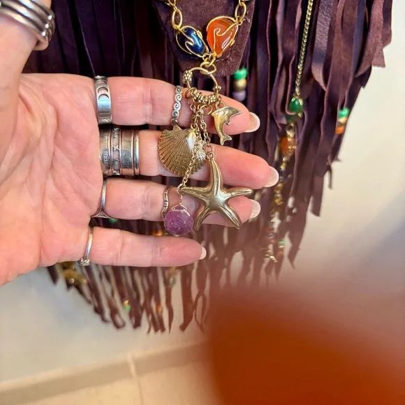 Handmade One of a Kind Boho Bag with Lots of Dangly Jewels and Gemstones